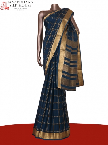 Pure Double Checks Zari Mysore Crepe Silk Saree